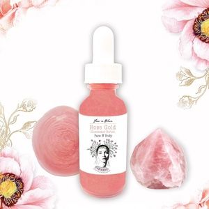 Rose Gold Illuminator Serum for Face and Body / Pink Quartz Shimmer Dewy Glow